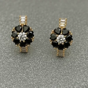 Stunning Black Stone Heart Flower Xuping Earrings